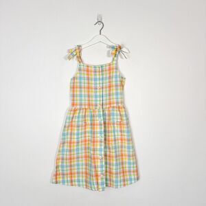 Crewcuts Girls Sleeveless Plaid Dress Spring Colors Sz 10 100% Cotton